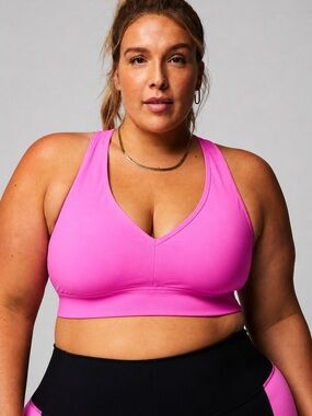 Fabletics V-Neck Sports Bra in Hot Pink